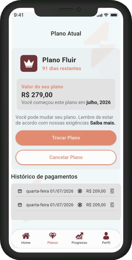 Seu plano, dias restantes e pagamentos